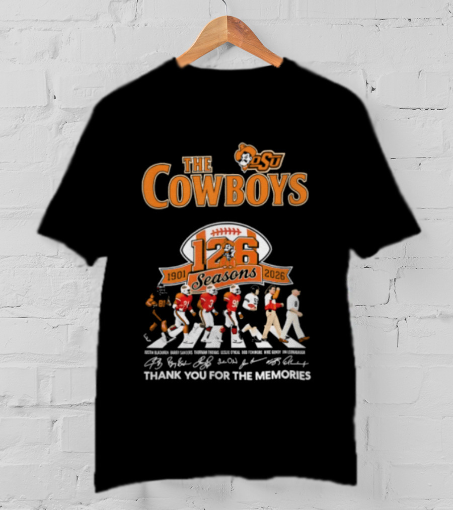 Oklahoma State University Cowboys 126 Seasons Thank You For The Memories 1901 2026 Signatures T-Shirt