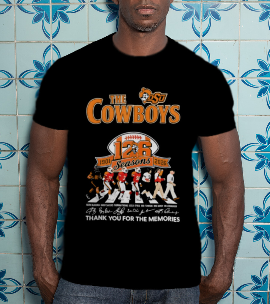 Oklahoma State University Cowboys 126 Seasons Thank You For The Memories 1901 2026 Signatures T-Shirt