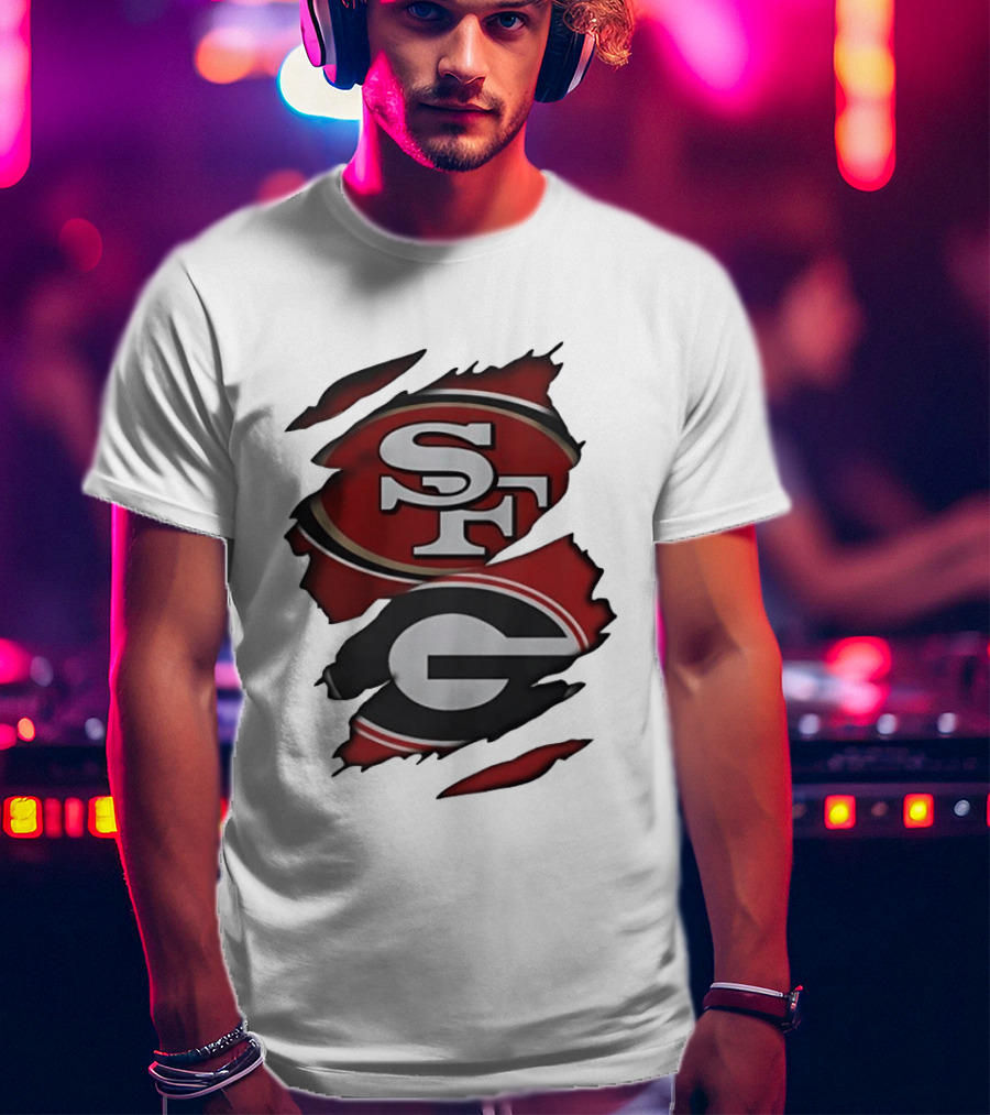 San Francisco 49ers Georgia Bulldogs Torn Fabric T-Shirt