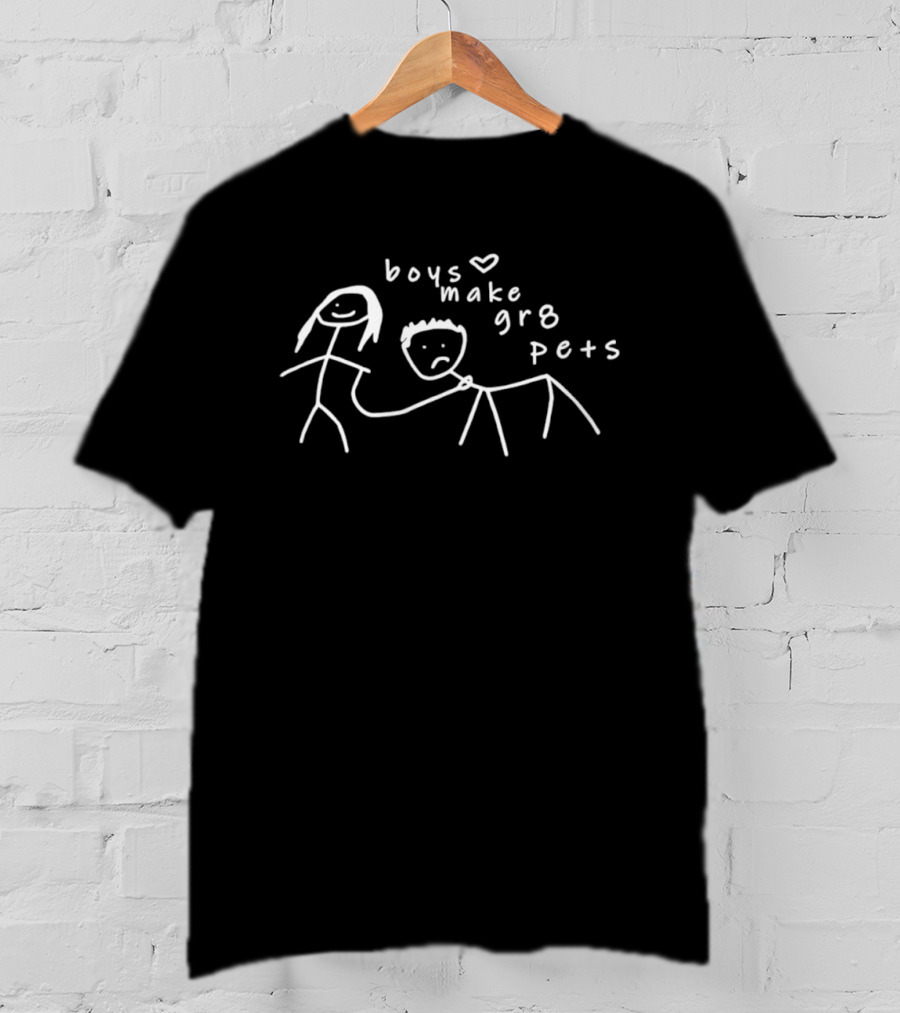 Boys Make Gr8 Pets Stick Figure Relationship With Leash Heart T-Shirt