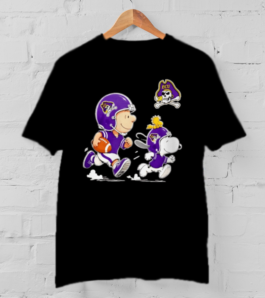 Charlie Brown Snoopy Woodstock East Carolina Pirates Football 2026 T-Shirt