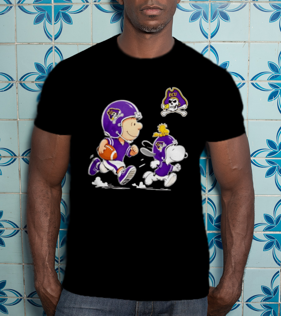 Charlie Brown Snoopy Woodstock East Carolina Pirates Football 2026 T-Shirt