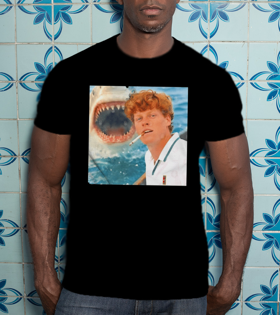 Jannik Sinner Smoking With Great White Shark Tennis Image T-Shirt