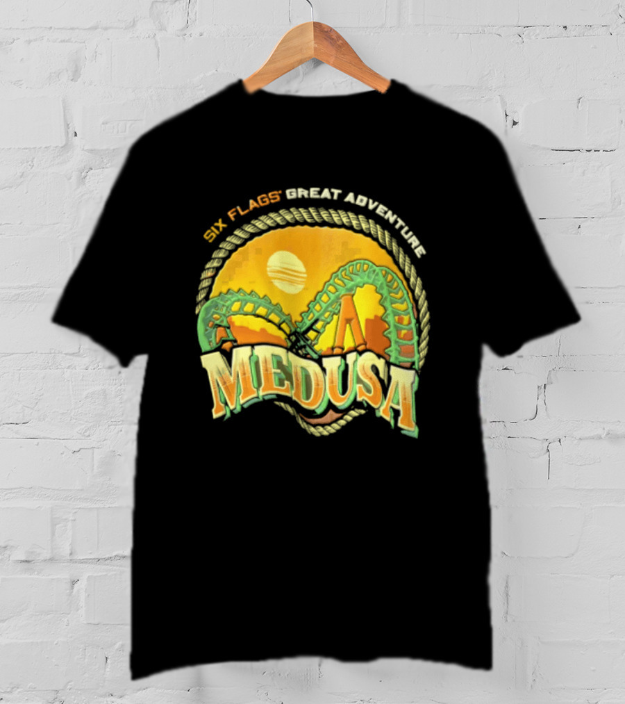 Six Flags Great Adventure Medusa Roller Loop Retro Sunburst T-Shirt