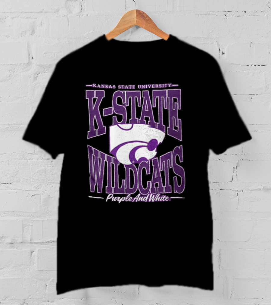Kansas State University K State Wildcats Purple And White T-Shirt