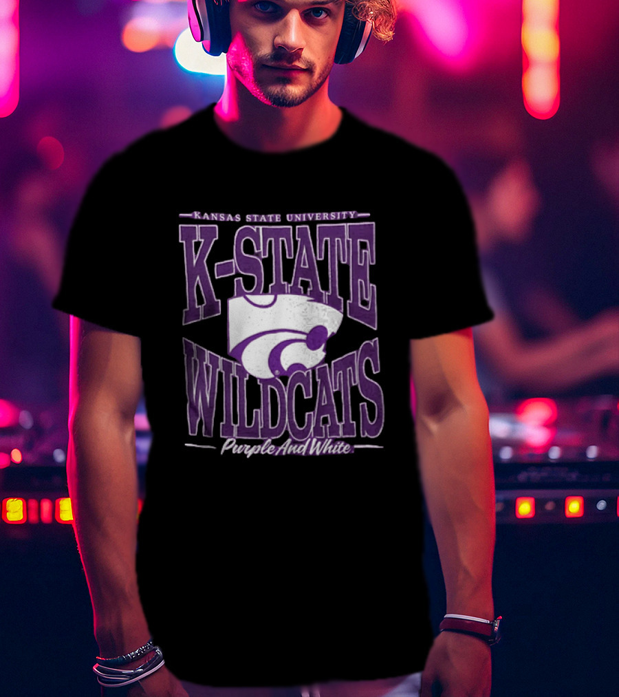 Kansas State University K State Wildcats Purple And White T-Shirt
