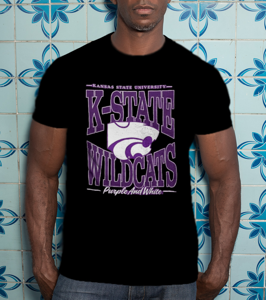 Kansas State University K State Wildcats Purple And White T-Shirt