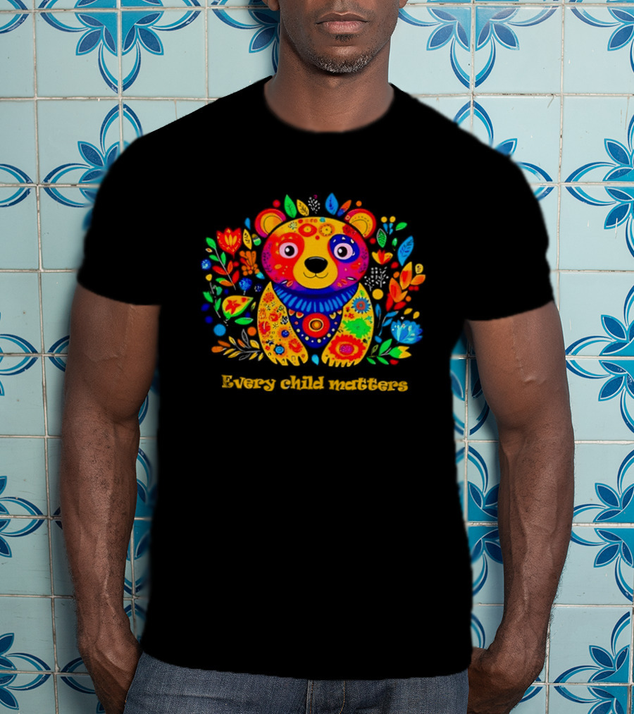 Every Child Matters Colorful Floral Bear T-Shirt