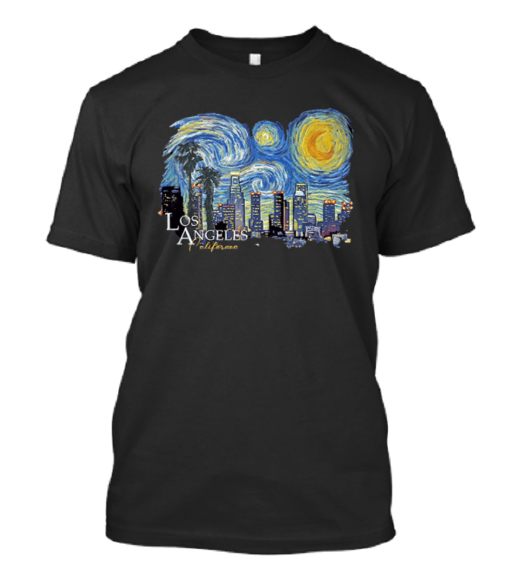 Los Angeles California Starry Night Skyline Palm Trees T-Shirt