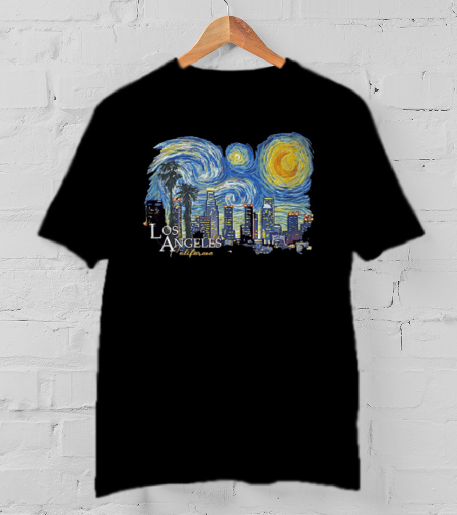 Los Angeles California Starry Night Skyline Palm Trees T-Shirt