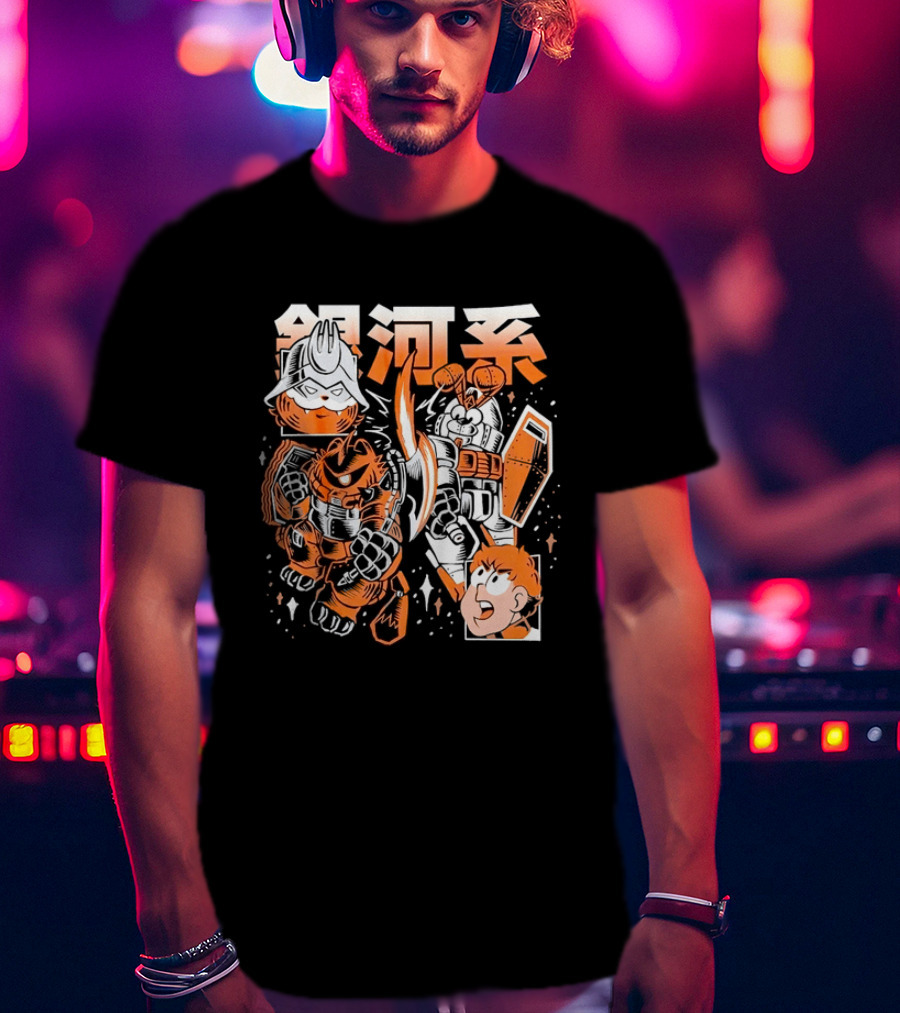 Mecha Galaxy Warrior Gundam Anime Kanji Robot Battle Scene T-Shirt