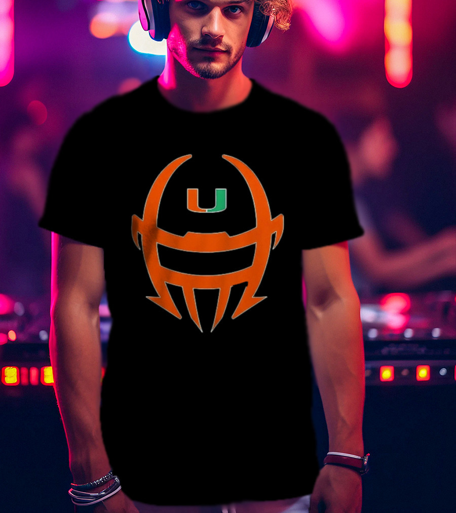Miami Hurricanes Football Helmet Shape NCAA U T-Shirt