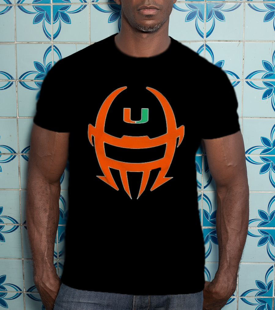 Miami Hurricanes Football Helmet Shape NCAA U T-Shirt