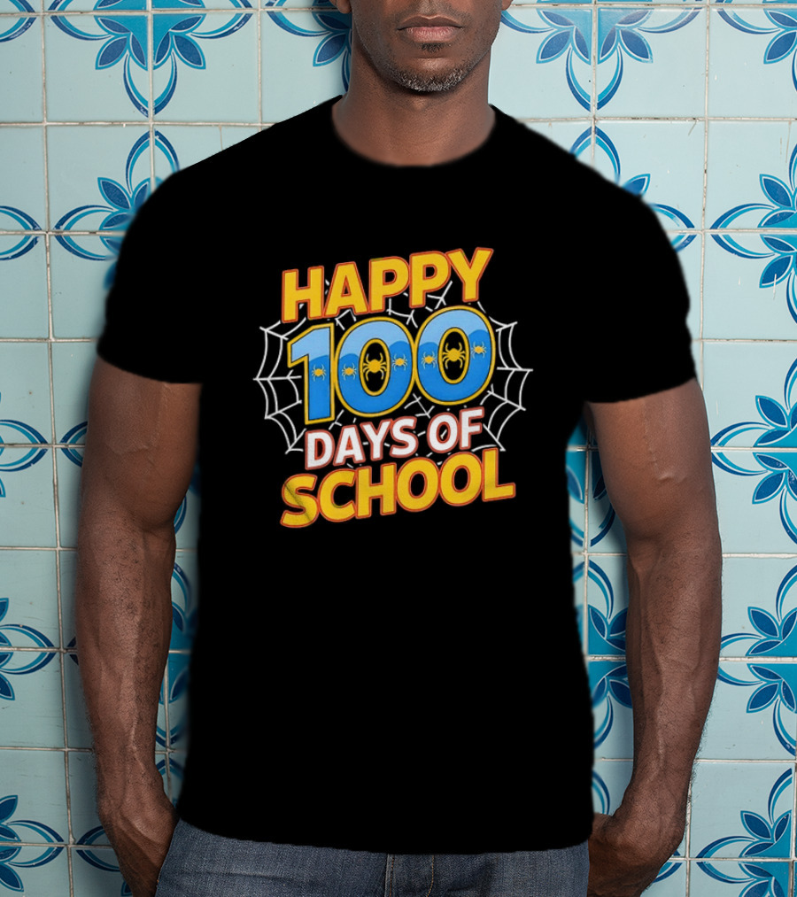 Happy 100 Days Of School Spider Web Teacher Celebration T-Shirt
