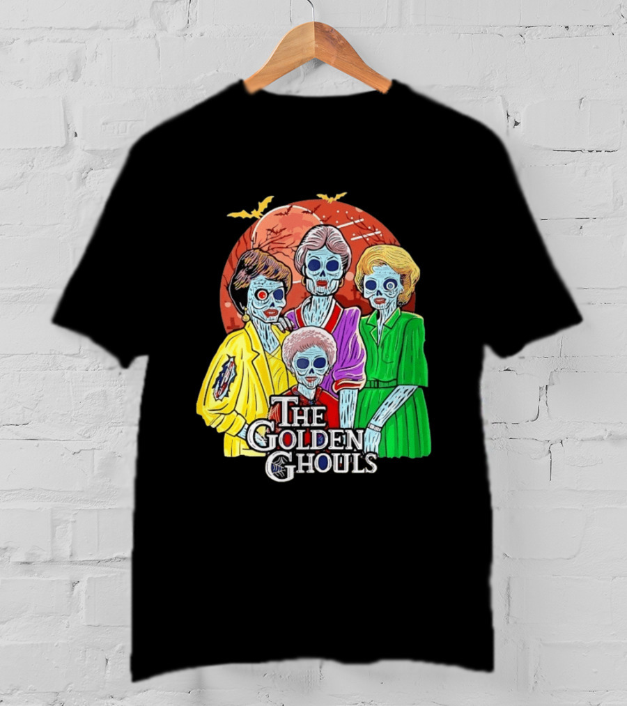 Halloween Zombie The Golden Ghouls Bat Moon T-Shirt