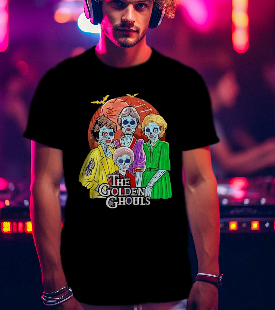 Halloween Zombie The Golden Ghouls Bat Moon T-Shirt