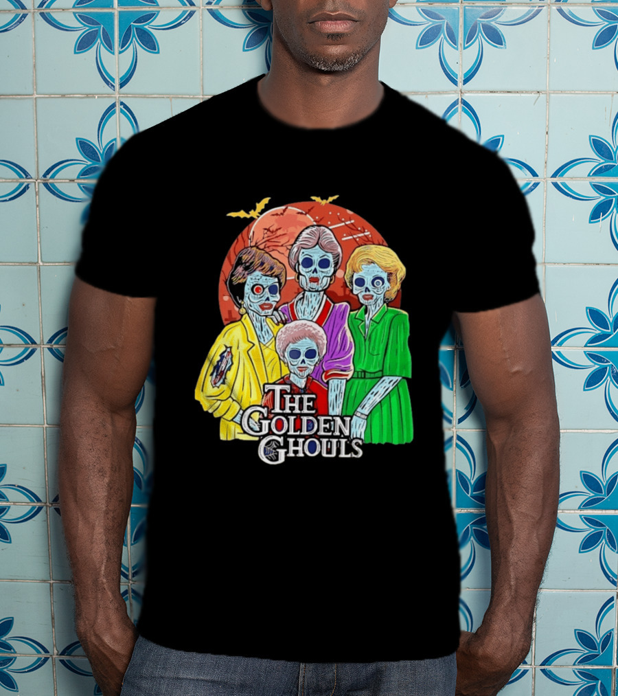 Halloween Zombie The Golden Ghouls Bat Moon T-Shirt
