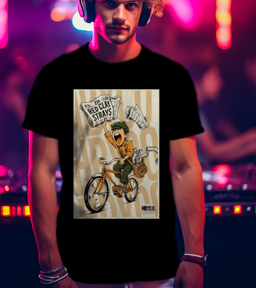 Red Clay Strays Sep 20 2026 San Antonio Frost Bank Center HBYCO Newsboy Bicycle T-Shirt