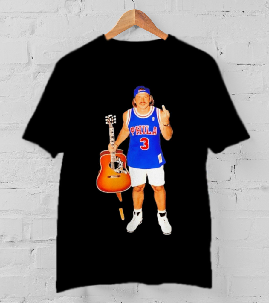 Morgan Wallen Phila 3 Jersey Middle Finger Gesture With Guitar T-Shirt