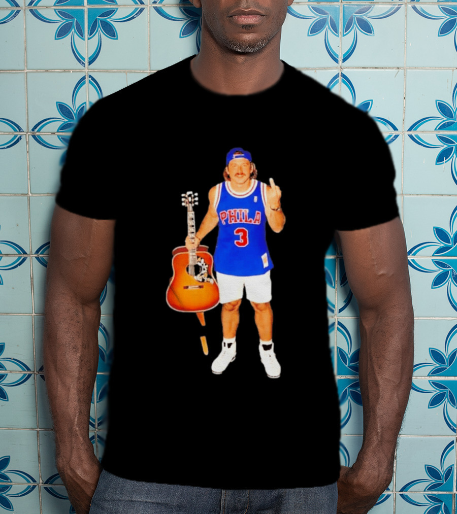 Morgan Wallen Phila 3 Jersey Middle Finger Gesture With Guitar T-Shirt