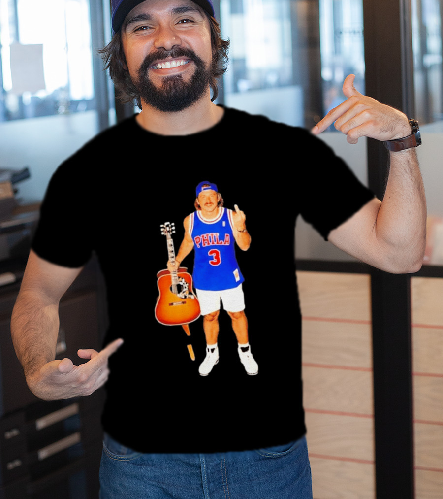 Morgan Wallen Phila 3 Jersey Middle Finger Gesture With Guitar T-Shirt