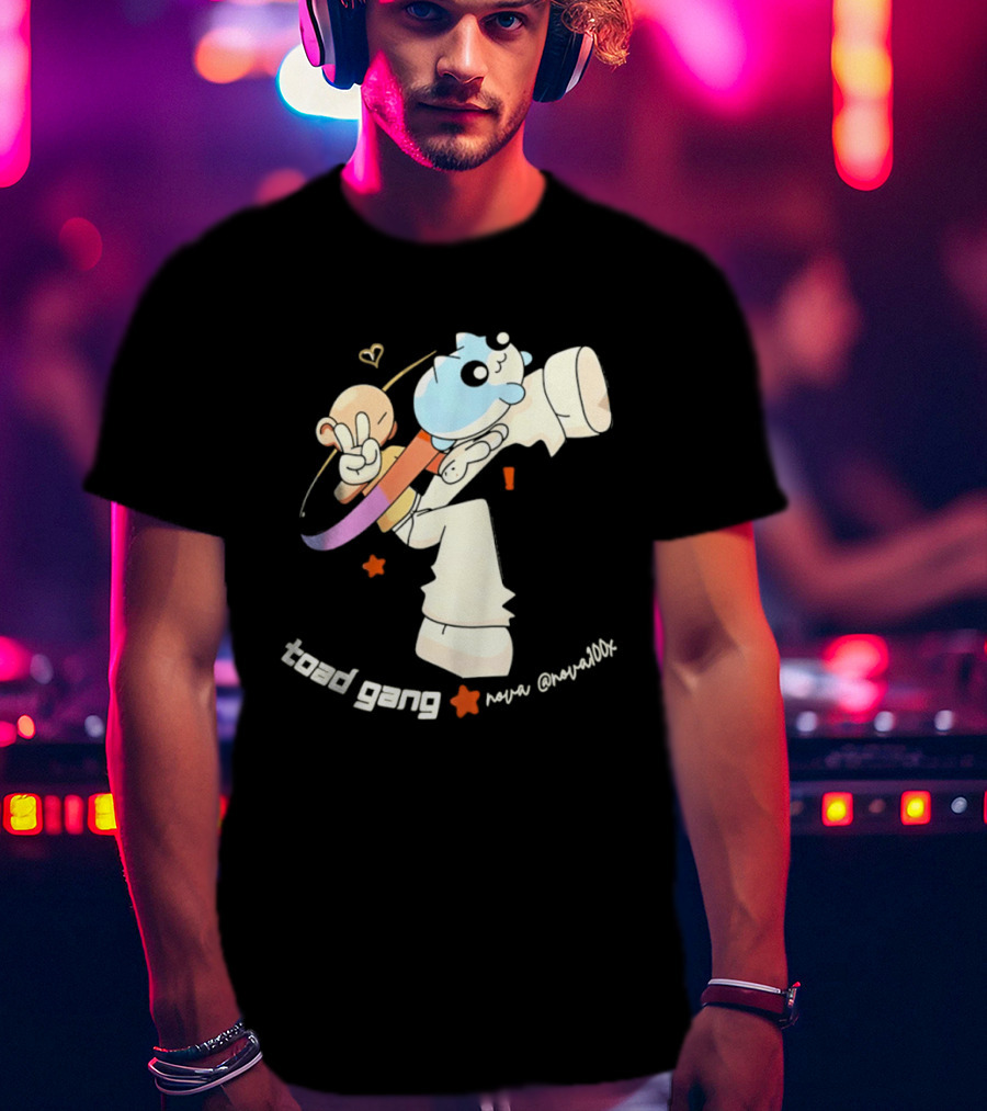 Toad Gang By Nova Nova100x Cartoon Character Peace Sign Colorful T-Shirt