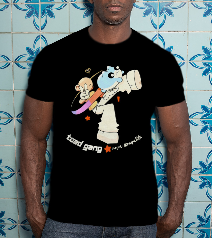 Toad Gang By Nova Nova100x Cartoon Character Peace Sign Colorful T-Shirt