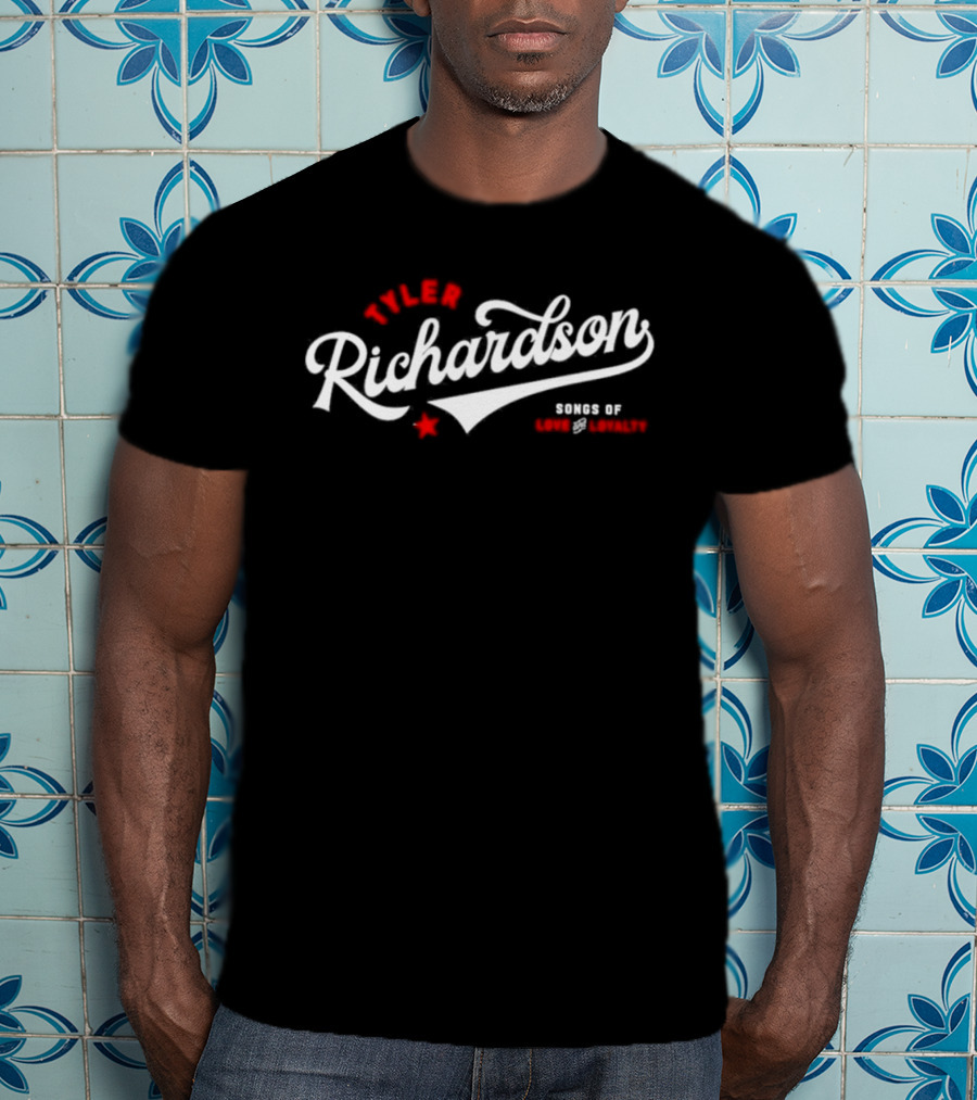 Tyler Richardson Songs Of Love And Loyalty Script Style Red And White T-Shirt