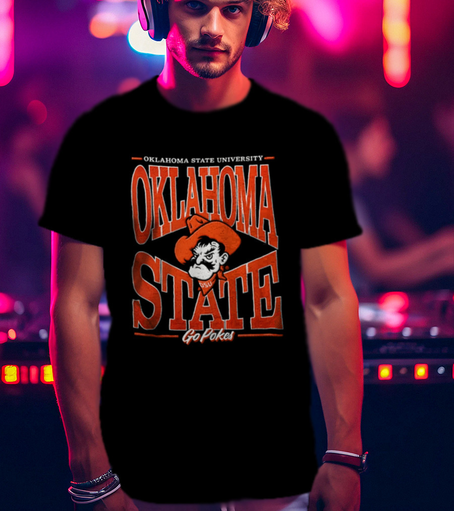 Oklahoma State University Go Pokes Cowboy Face NCAA T-Shirt