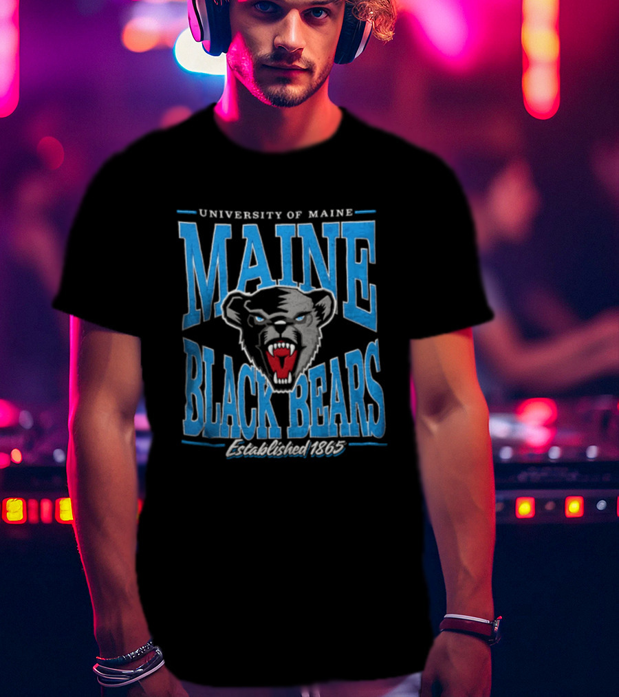 University Of Maine Black Bears Est. 1865 Aggressive Bear Head T-Shirt