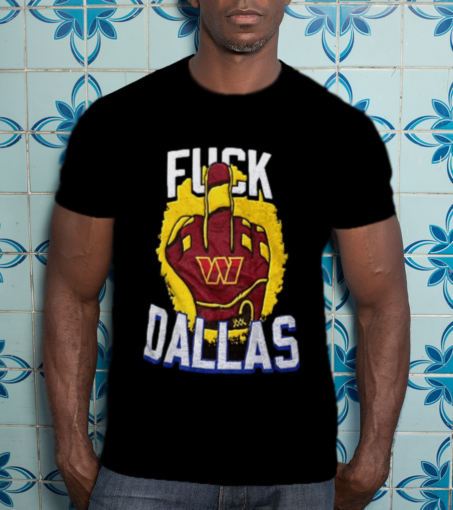 Raise Hail F*** Dallas Middle Finger Glove Red Yellow White Blue T-Shirt