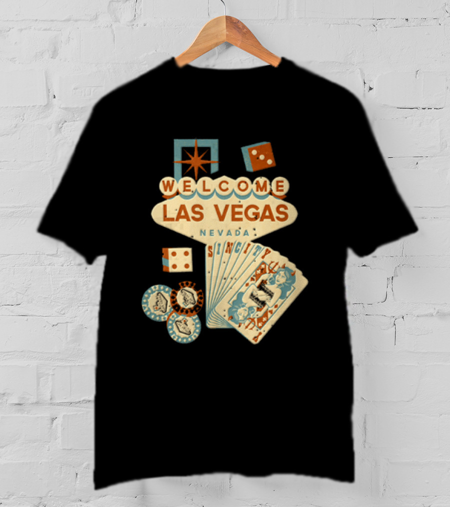 Welcome Las Vegas Nevada Sign With Casino Poker Cards And Dice T-Shirt