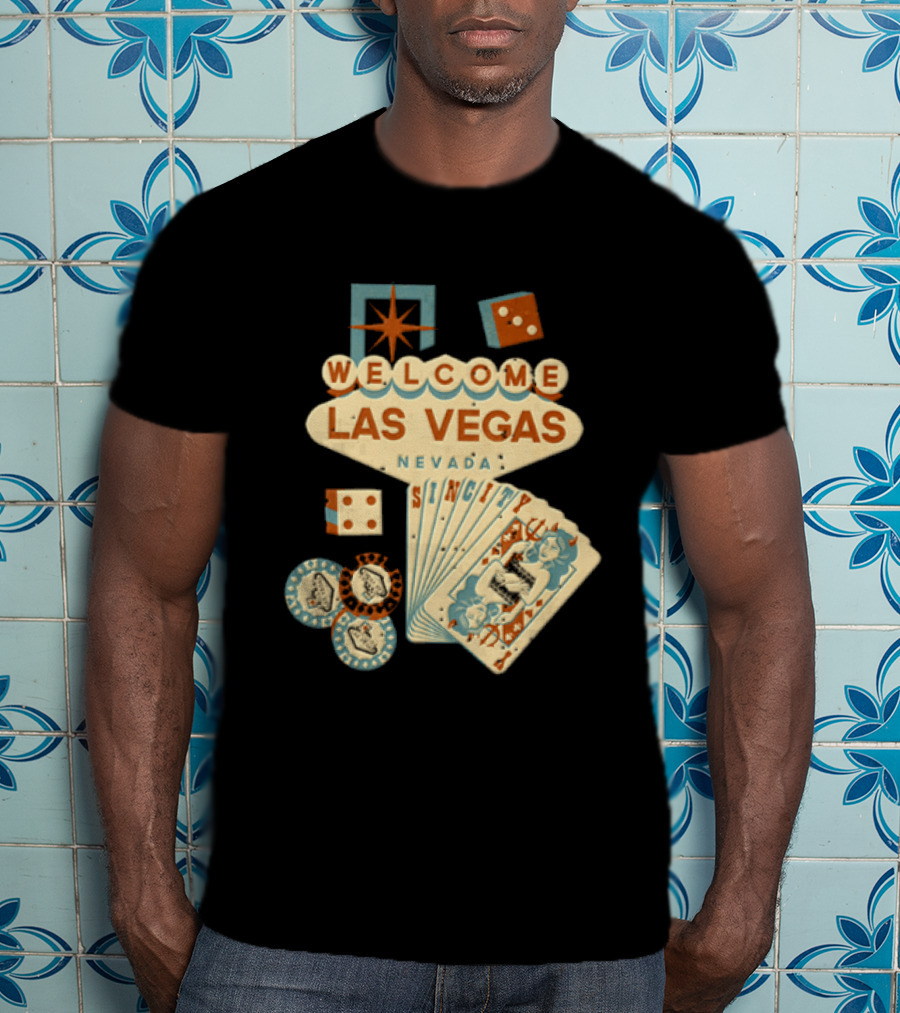 Welcome Las Vegas Nevada Sign With Casino Poker Cards And Dice T-Shirt