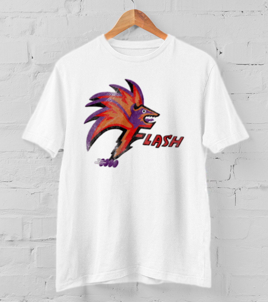 1993 Las Vegas Flash Purple And Orange Retro Wolf T-Shirt