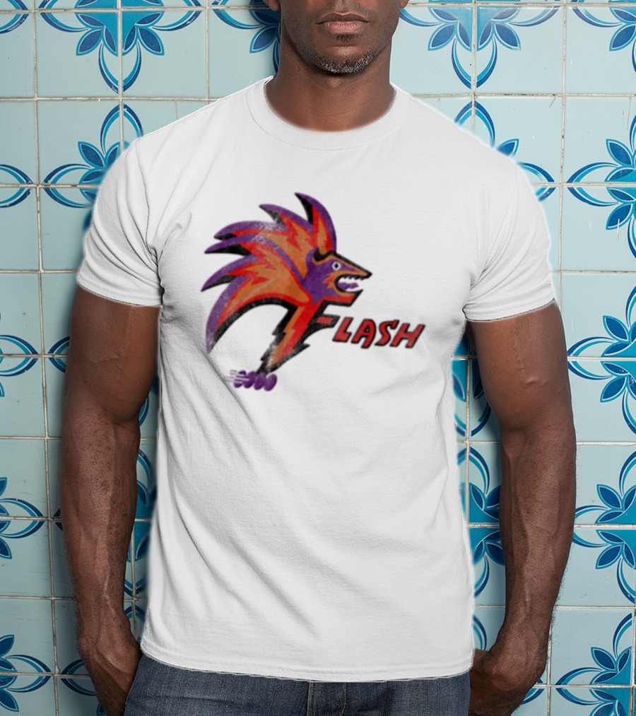 1993 Las Vegas Flash Purple And Orange Retro Wolf T-Shirt