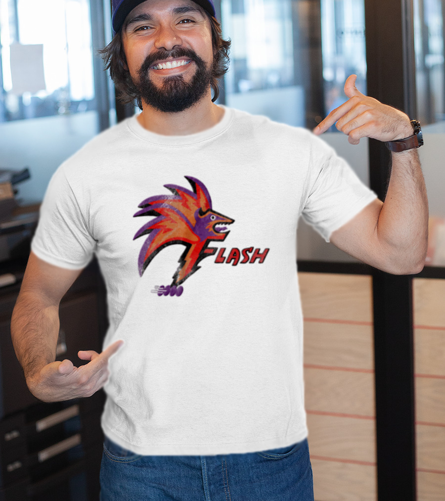 1993 Las Vegas Flash Purple And Orange Retro Wolf T-Shirt