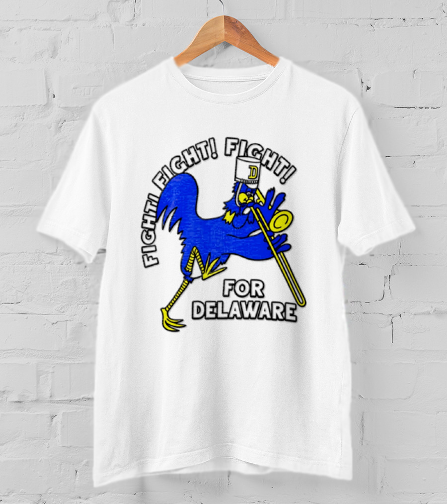 Delaware Blue Hens Fight Fight Fight For Delaware Chicken Trombone T-Shirt