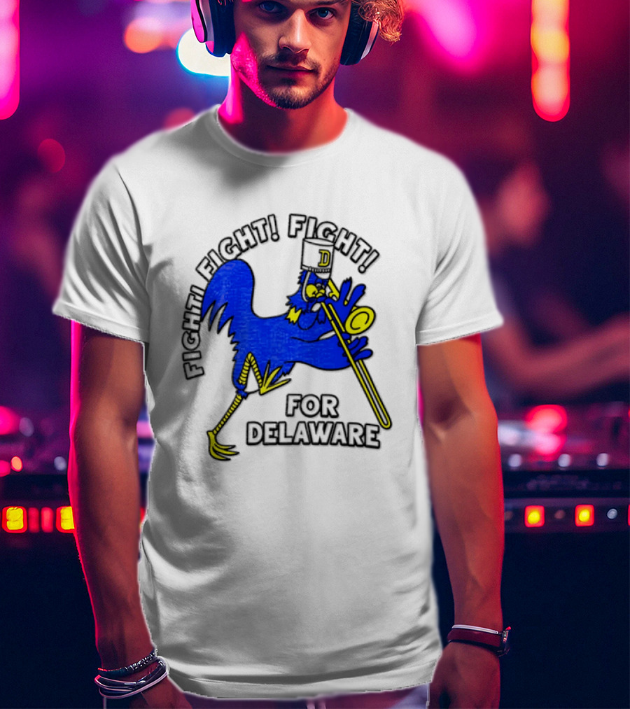 Delaware Blue Hens Fight Fight Fight For Delaware Chicken Trombone T-Shirt