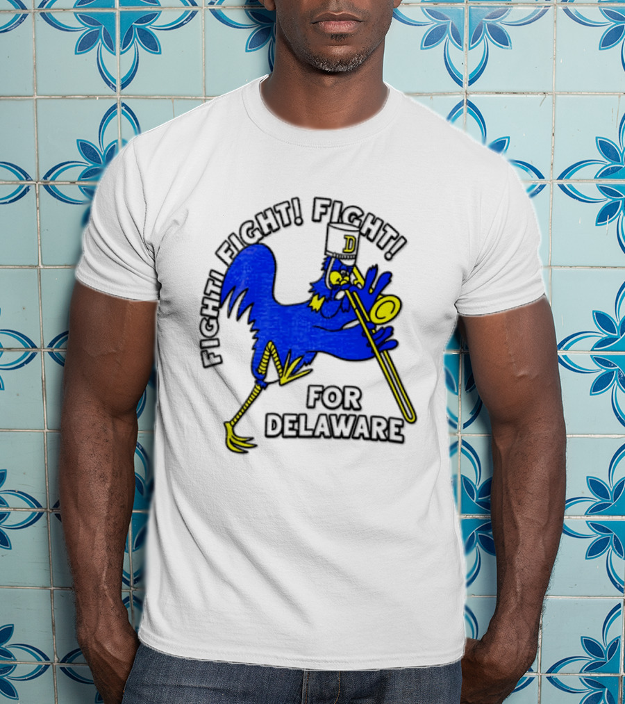 Delaware Blue Hens Fight Fight Fight For Delaware Chicken Trombone T-Shirt
