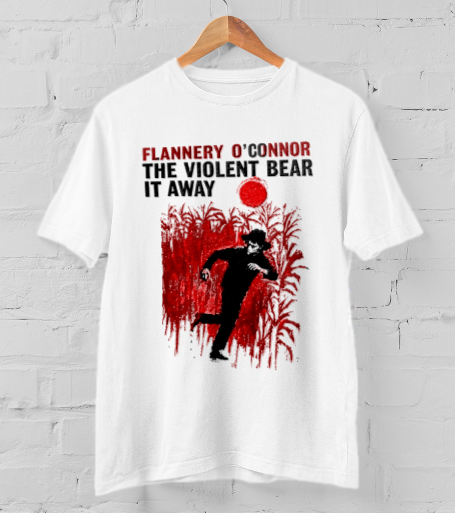 Flannery O'Connor The Violent Bear It Away Red Silhouette In Cornfield T-Shirt