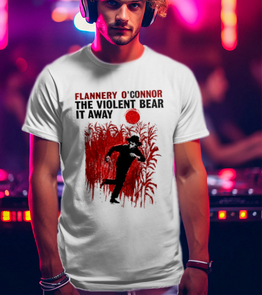 Flannery O'Connor The Violent Bear It Away Red Silhouette In Cornfield T-Shirt