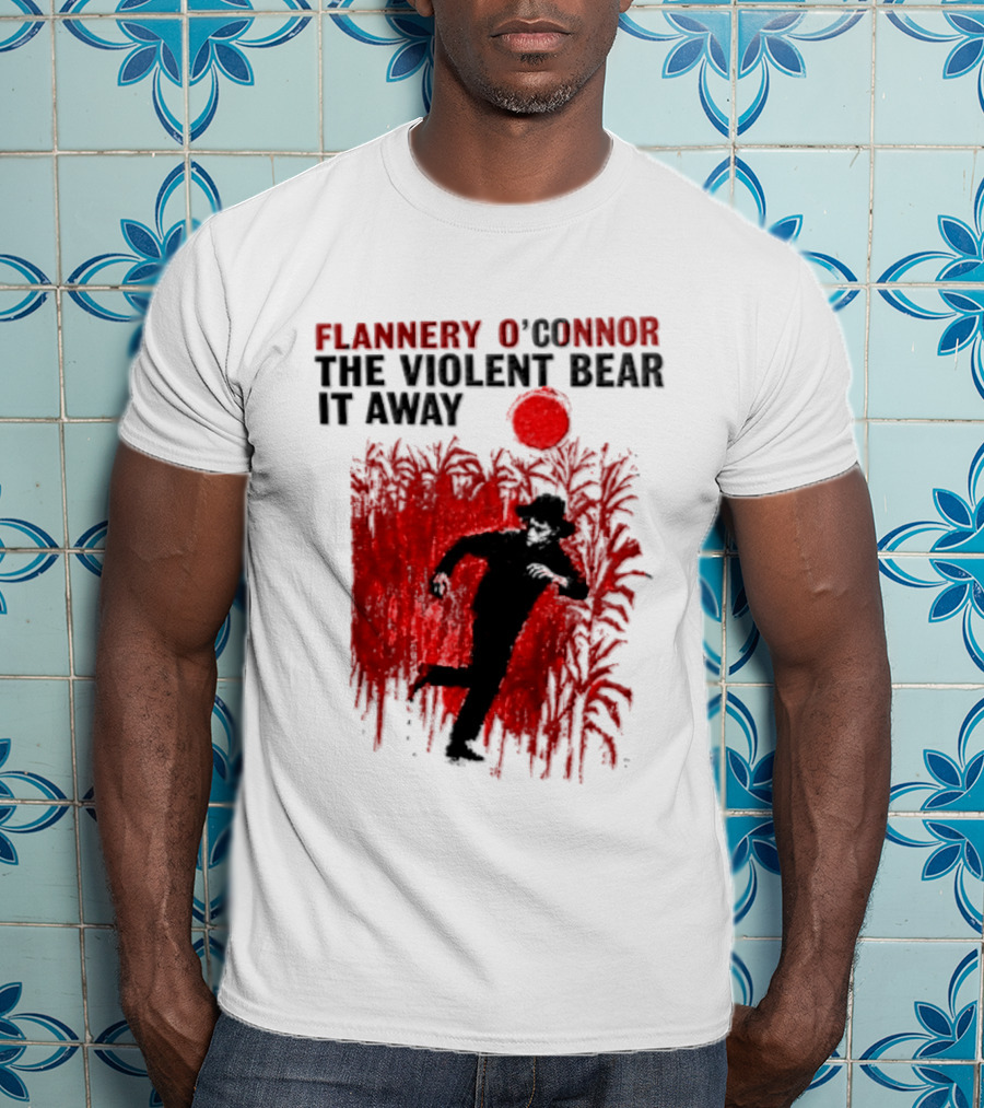 Flannery O'Connor The Violent Bear It Away Red Silhouette In Cornfield T-Shirt