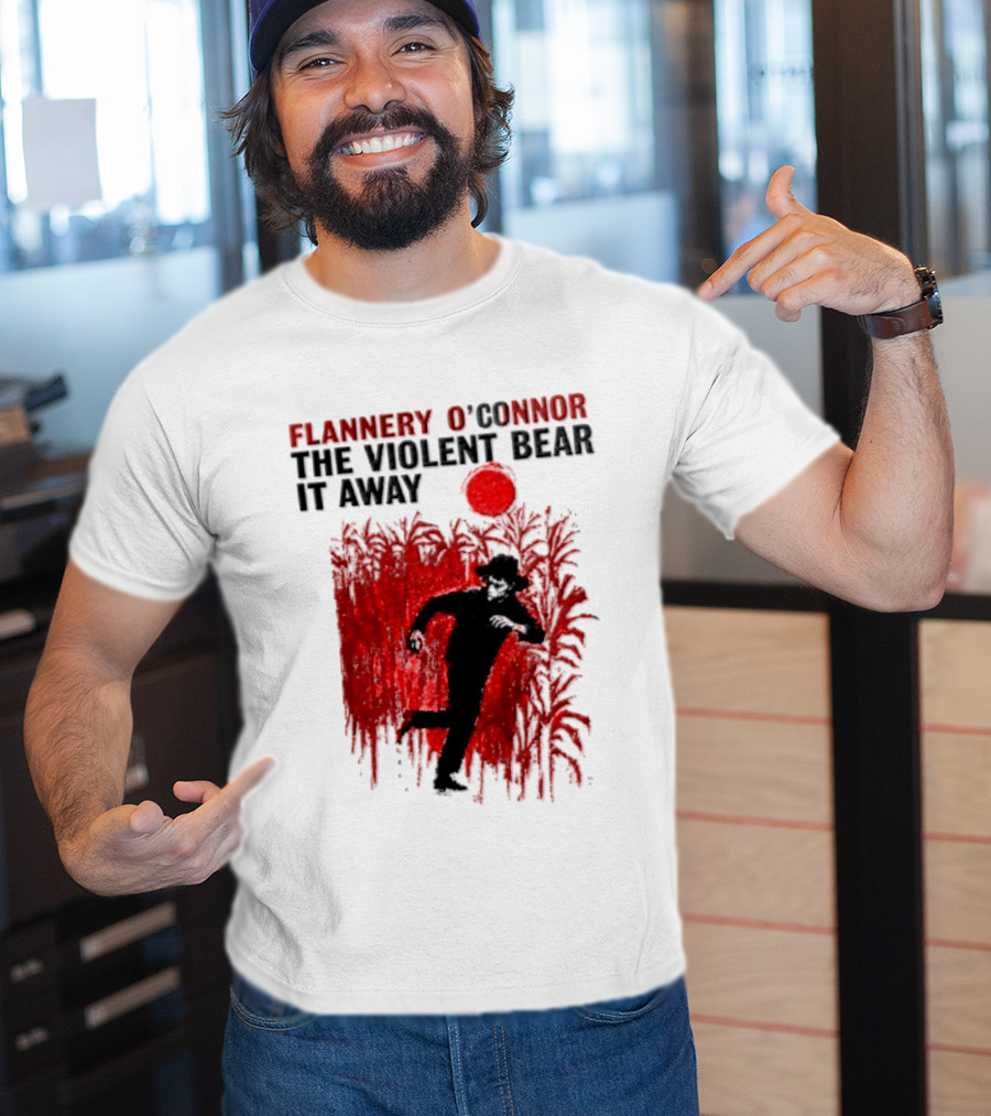 Flannery O'Connor The Violent Bear It Away Red Silhouette In Cornfield T-Shirt