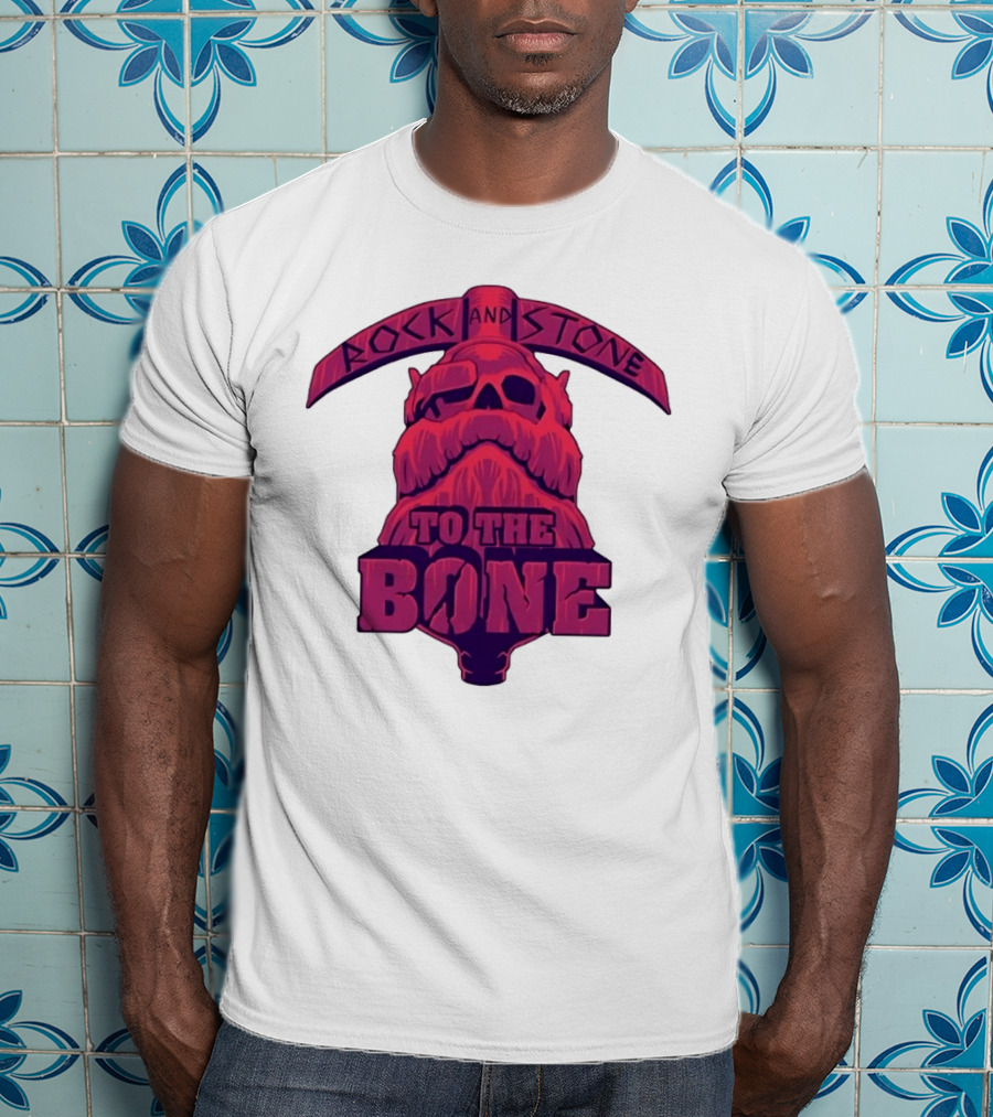 Rock And Stone To The Bone Dwarf Skull Gaming Deep Rock Galactic T-Shirt