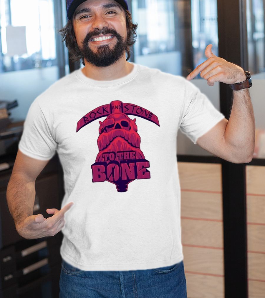 Rock And Stone To The Bone Dwarf Skull Gaming Deep Rock Galactic T-Shirt