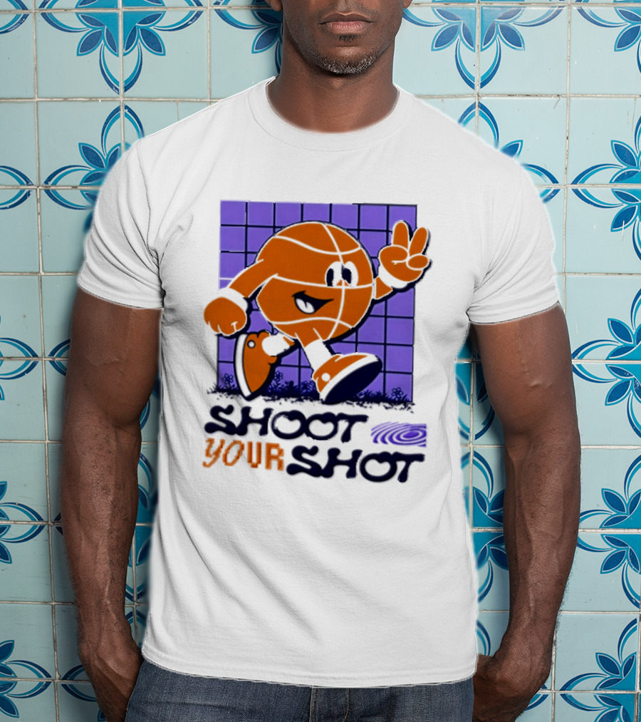 Shoot Your Shot Retro Basketball Character Peace Sign T-Shirt