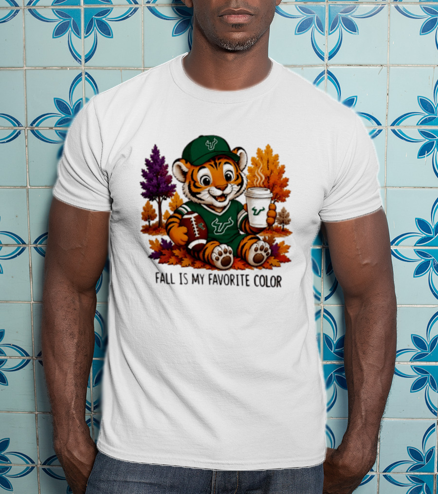 South Florida Bulls Fall Is My Favorite Color Football Tiger Cozy Autumn Vibes T-Shirt