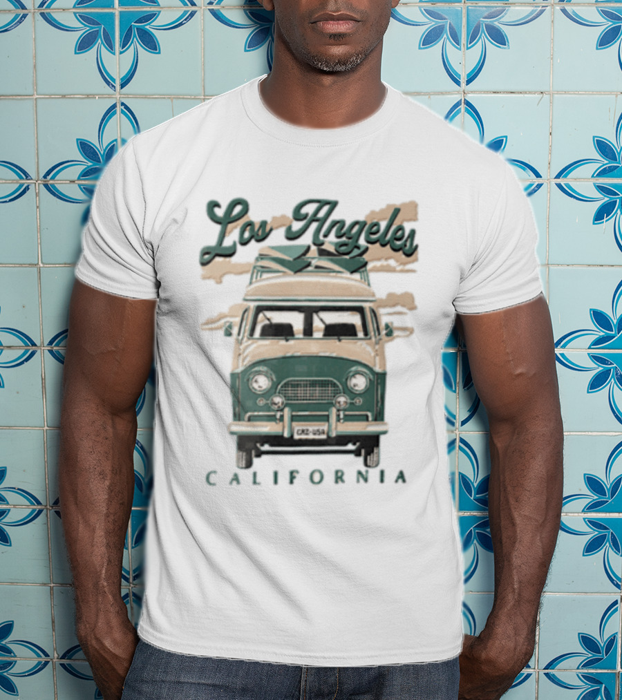 Los Angeles California Surf Van Vintage Style Retro Vibe T-Shirt