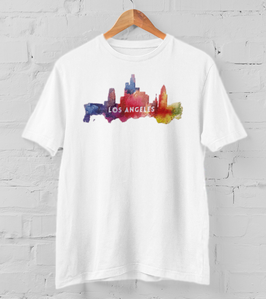 Los Angeles Watercolor Cityscape California Urban Skyline T-Shirt