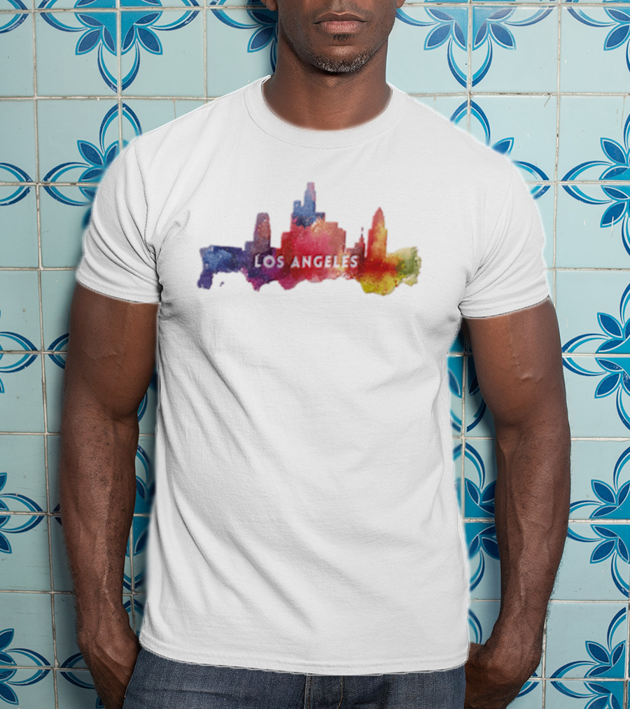 Los Angeles Watercolor Cityscape California Urban Skyline T-Shirt
